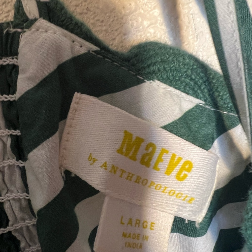 Anthropologie Maeve Tie-Back Babydoll Tank Green Motif Women’s - Picture 6 of 8